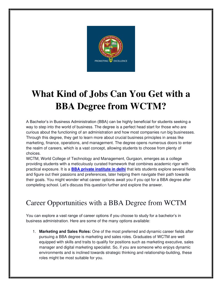 what kind of jobs can you get with a bba degree