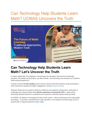 Conquer Math with Abacus and Technology | UCMAS for Kids