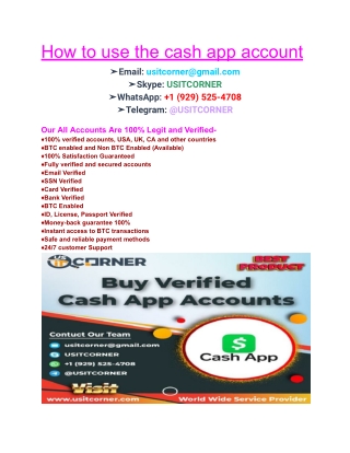 Buy Verified Cash App Accounts - 100% BTC Enable and Old