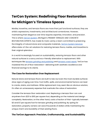 TerCon System_ Redefining Floor Restoration for Michigan’s Timeless Spaces