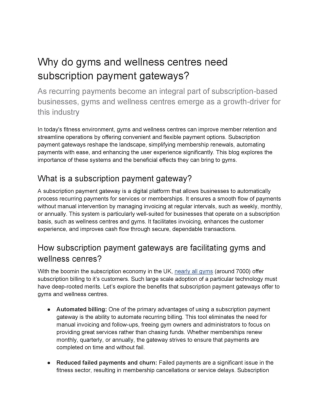 Why subscription payment gateways are essential for gyms and wellness centers?