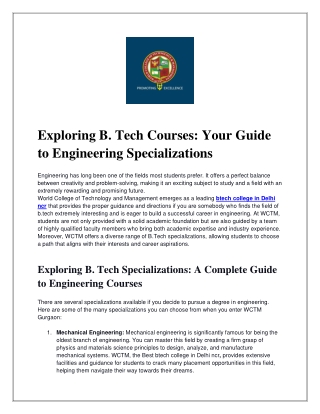 exploring b tech courses your guide