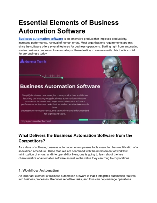 Essential Elements of Business Automation Software