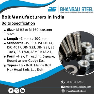 Bolt | Anchor Bolts | Hex Bolts | Allen Cap Bolts- Bhansali Fasteners