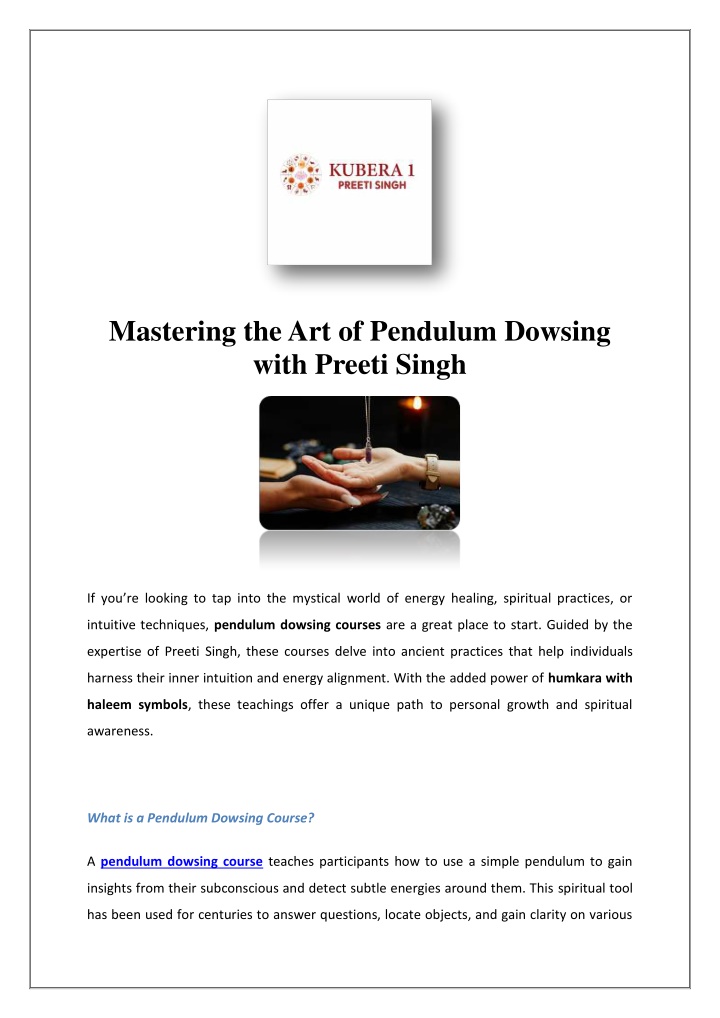 mastering the art of pendulum dowsing with preeti