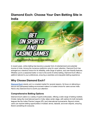 Diamond Exch_ Choose Your Own Betting Site in India