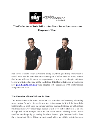 The Evolution of Polo T-Shirts for Men_ From Sportswear to Corporate Wear