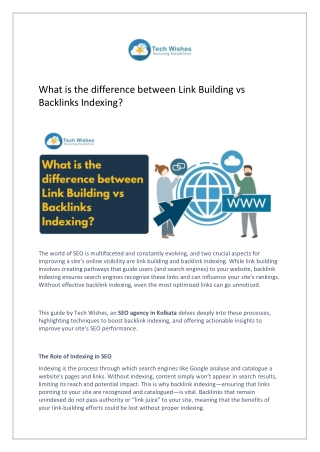 What is the difference between Link Building vs Backlinks Indexing?