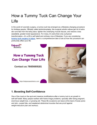 How a Tummy Tuck Can Change Your Life
