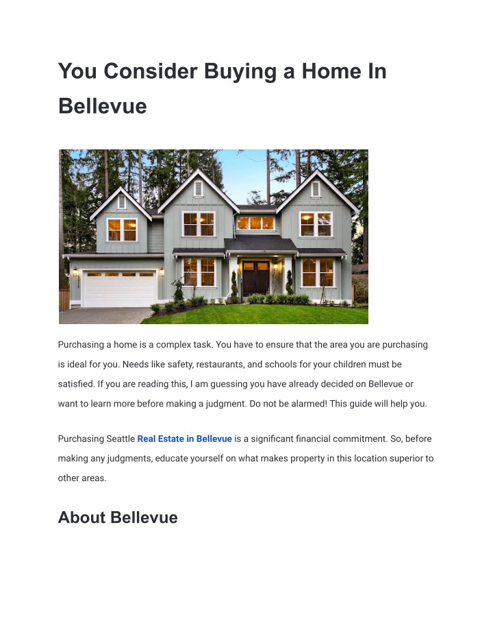 you consider buying a home in bellevue