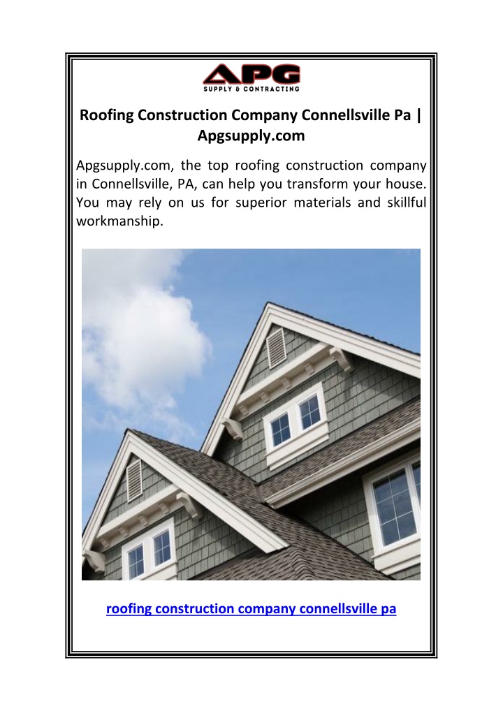 roofing construction company connellsville