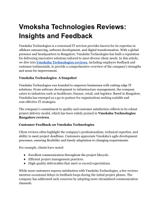 Vmoksha Technologies Reviews_ Insights and Feedback