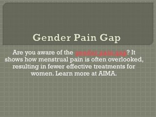 are you aware of the gender pain gap it shows