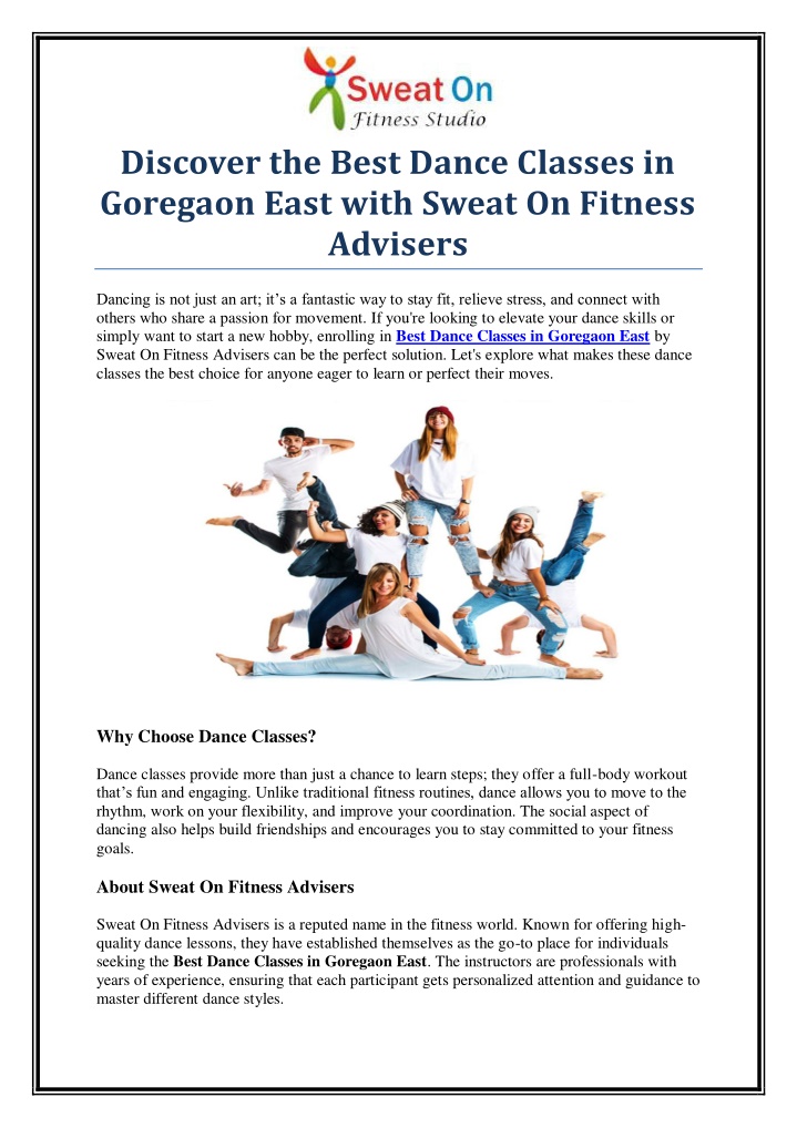 discover the best dance classes in goregaon east