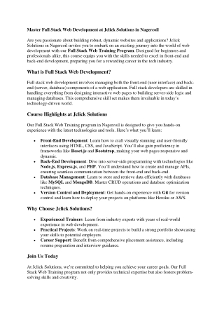 master full stack web development at jclick