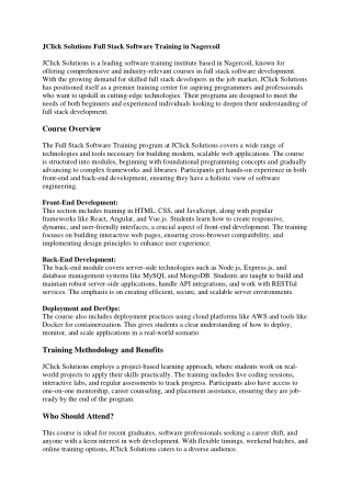 jclick solutions full stack software training