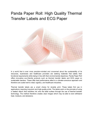 Panda Paper Roll High Quality Thermal Transfer Labels and ECG Paper