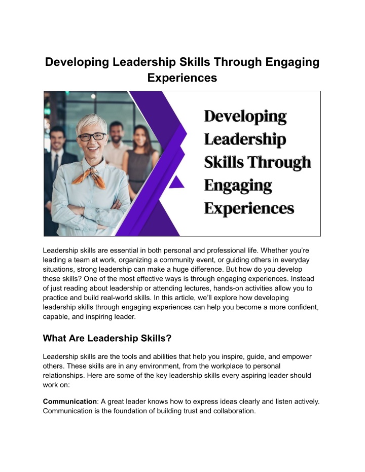 developing leadership skills through engaging