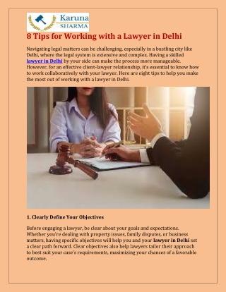 8 Tips for Working with a Lawyer in Delhi