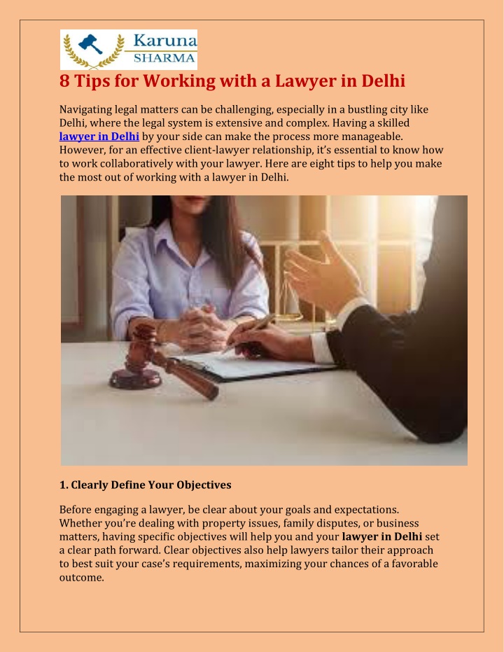 8 tips for working with a lawyer in delhi