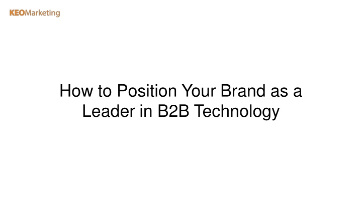 how to position your brand as a leader