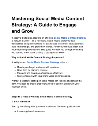 mastering social media content strategy a guide