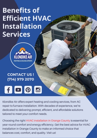 Benefits of Efficient HVAC Installation Services