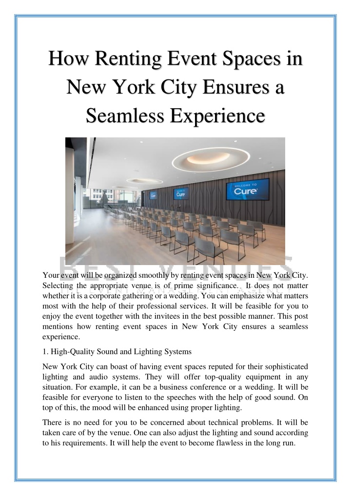 how renting event spaces in new york city ensures