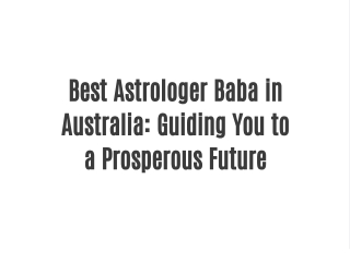 Best Astrologer Baba in Australia