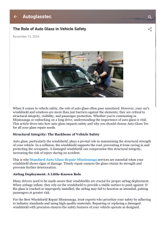 The Role of Auto Glass in Vehicle Safety