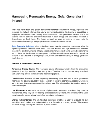 Harnessing Renewable Energy_ Solar Generator in Ireland