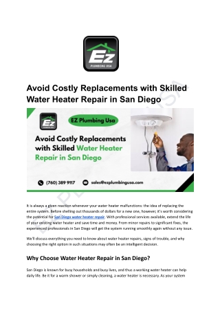 Avoid Costly Replacements with Skilled Water Heater Repair in San Diego