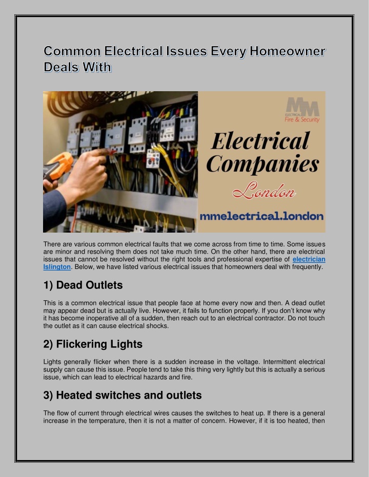 there are various common electrical faults that