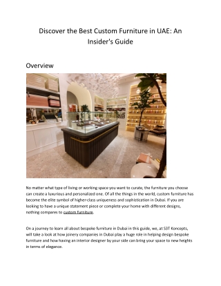 Discover the Best Custom Furniture in UAE: An Insider's Guide