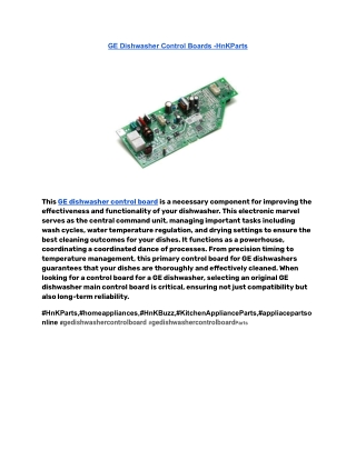 GE Dishwasher Control Boards -HnKParts