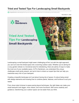 tried and tested tips for landscaping small