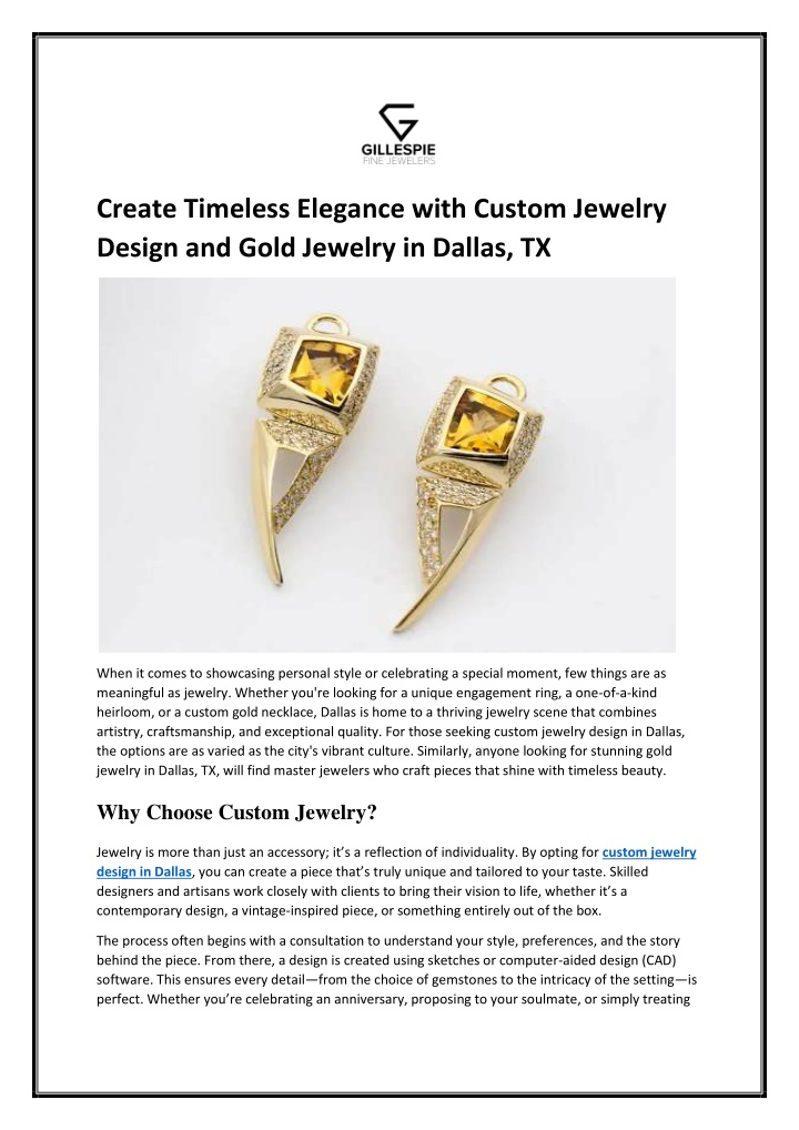 create timeless elegance with custom jewelry