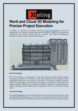 Revit and Cloud 3D Modeling for Precise Project Execution