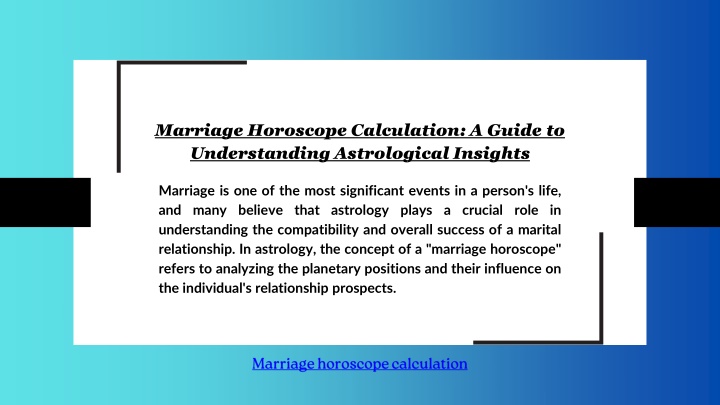 marriage horoscope calculation a guide