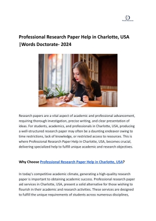 Professional Research Paper Help in Charlotte, USA _Words Doctorate- 2024