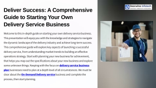 Deliver Success A Comprehensive Guide to Starting Your Own Delivery Service Business