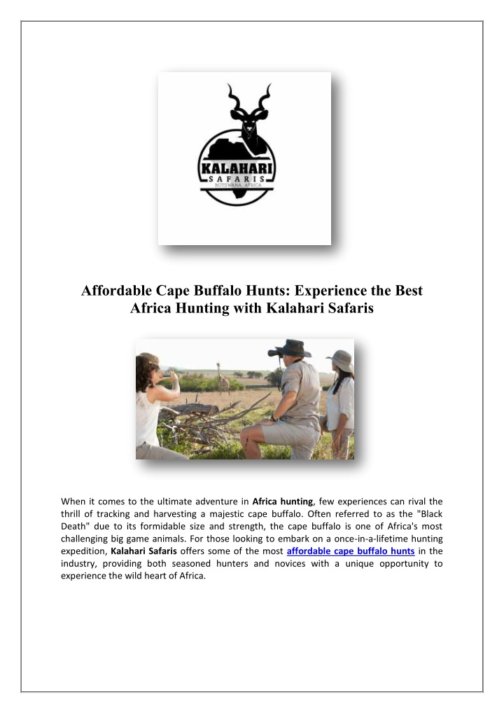 affordable cape buffalo hunts experience the best