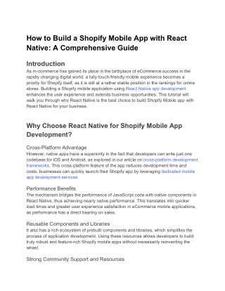 how to build a shopify mobile app with react