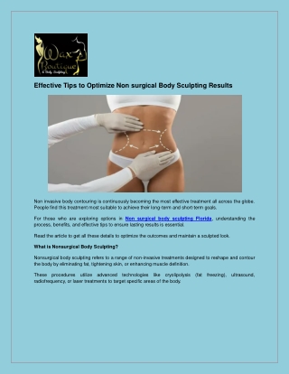 Effective Tips to Optimize Non surgical Body Sculpting Results