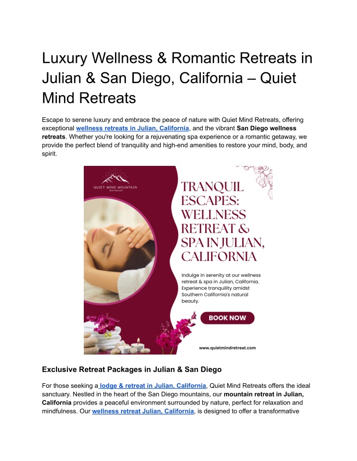 luxury wellness romantic retreats in julian