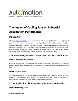 The Impact of Cooling Fans on Industrial Automation Performance