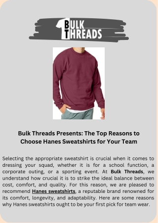 Bulk Threads Presents: The Top Reasons to Choose Hanes Sweatshirts for Your Team