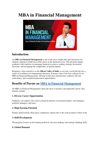 MBA in Financial Management