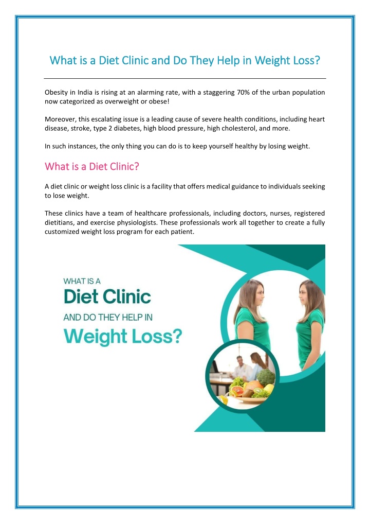 what is a diet clinic and do they help in weight