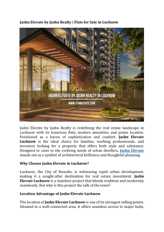 Jashn Elevate by Jashn Realty | Flats for Sale in Lucknow